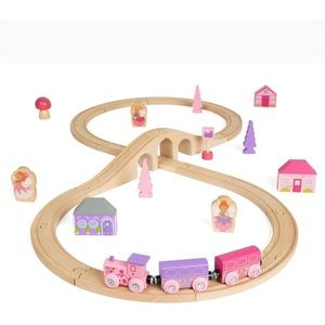 Pink fairy wooden train set